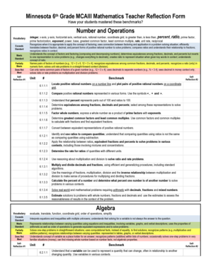 Minnesota 6th Grade MCAIII Mathematics Teacher Reflection Form