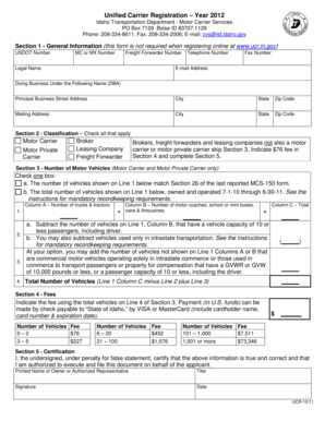 Unified Carrier Registration Form 2012