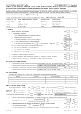 Pre-Purchase Questionnaire for Medical Equipment