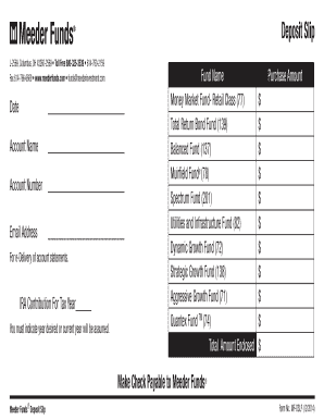Meeder Funds Deposit Slip