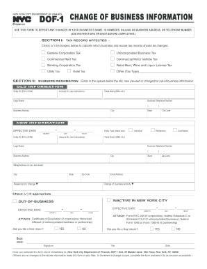 New York City Business Information Change Form