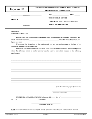 Ex Parte Temporary Custody Application