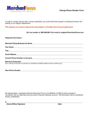 Change Phone Number Form