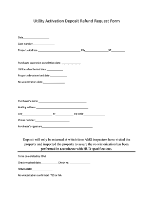 Utility Activation Deposit Refund Request Form