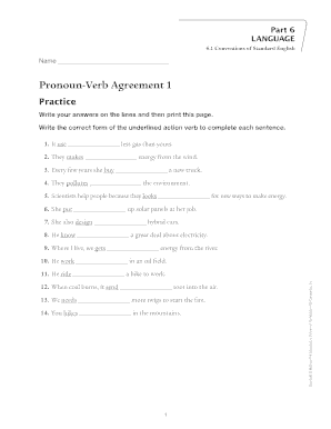 Pronoun-Verb Agreement Worksheet