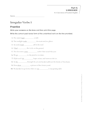 Irregular Verbs Worksheet