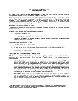 MLC Asbestos PI Trust Claim Form