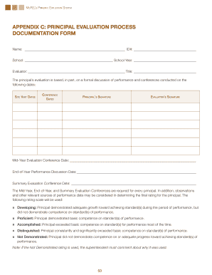 Teacher evaluation report - APPEndIx c: PrIncIPAl EvAluAtIon ProcESS docuMEntAtIon ForM - baschools