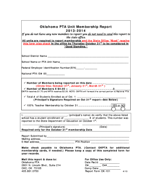 Oklahoma PTA Unit Membership Report