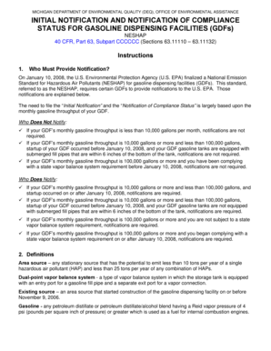 Michigan Gasoline Dispensing Facility Notification Form