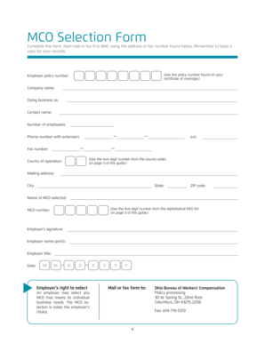 Ohio MCO Selection Form