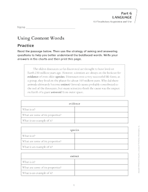 Vocabulary Acquisition Worksheet