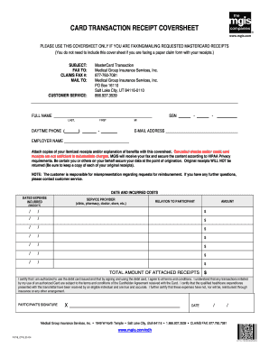 MasterCard Transaction Receipt Coversheet