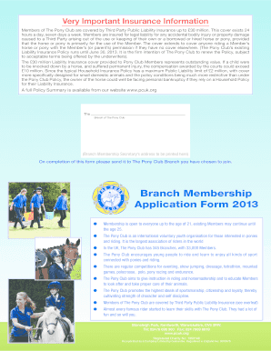 The Pony Club Branch Membership Application Form