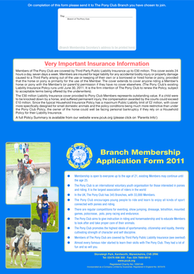 The Pony Club Branch Membership Application Form