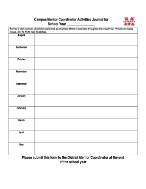Campus Mentor Coordinator Activities Journal