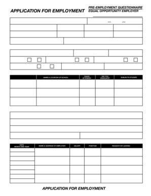 US Employment Application Form