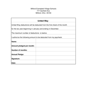 United Way Pledge Form