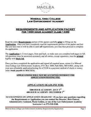 REQUIREMENTS AND APPLICATION PACKET - mineralarea