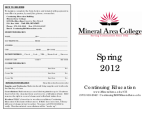 Mineral Area College Continuing Education Registration Form