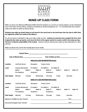 Make-Up Class Form