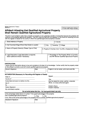 Michigan Qualified Agricultural Property Affidavit