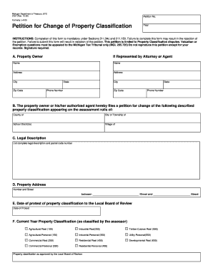 Michigan Property Classification Change Petition