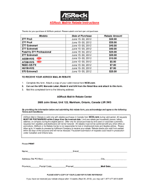 ASRock Mail-In Rebate Form