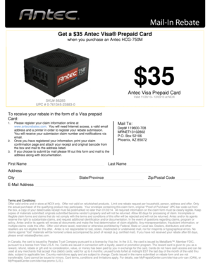 Antec Visa Prepaid Card Rebate Form
