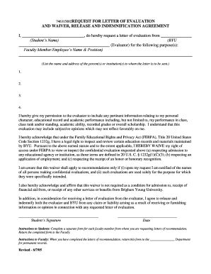 Request for Letter of Evaluation and Waiver
