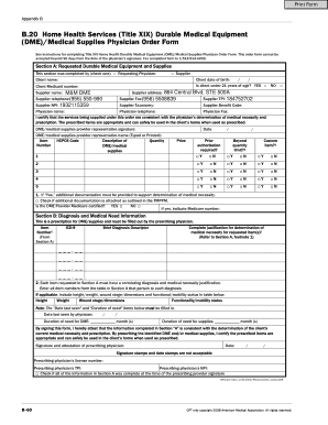 Title XIX DME/Medical Supplies Physician Order Form