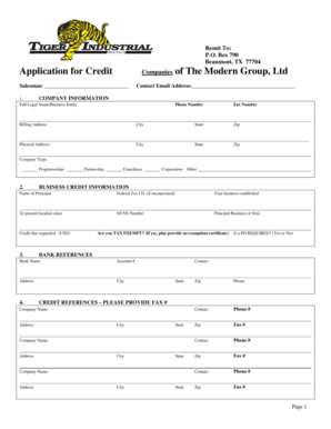 Credit Application and Guaranty Agreement