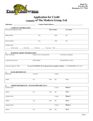 Application for Credit