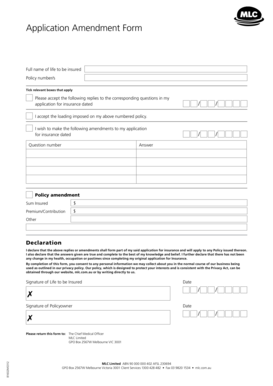 Application Amendment Form