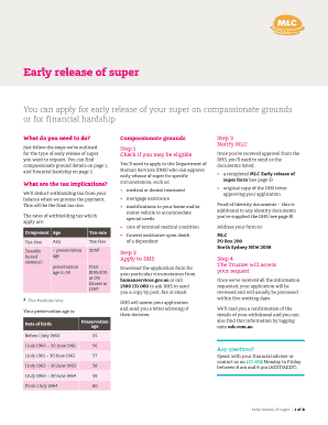 Early Release of Superannuation Form