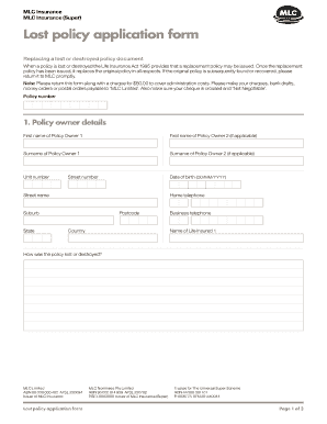 MLC Lost Policy Application Form