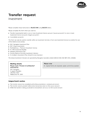 Investment Transfer Request Form