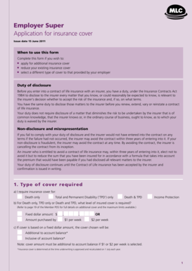 Employer Super Insurance Cover Application