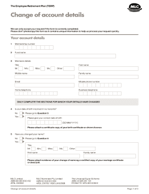 Employee Retirement Plan Account Details Change Form