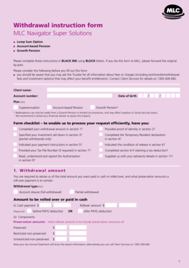 MLC Navigator Super Solutions Withdrawal Instruction Form