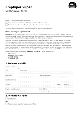 Employer Super Withdrawal Form
