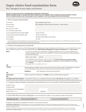 MLC Superannuation Fund Nomination Form