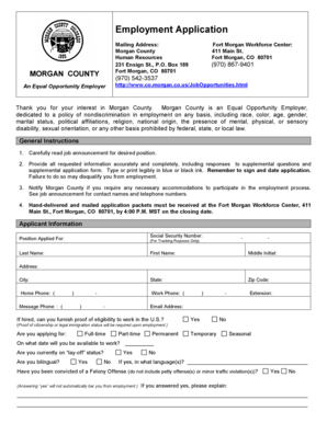 Morgan County Employment Application