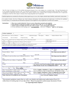 City of Monroe Employment Application