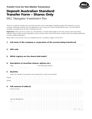 Transfer Form for Non-Market Transactions