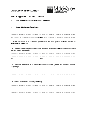 Application for HMO Licence