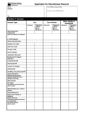 UK Council Tax Discretionary Discount Application