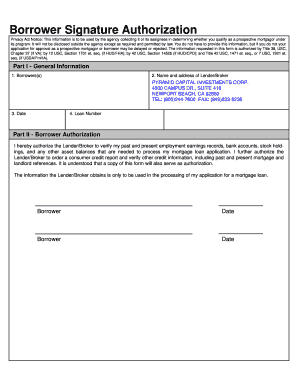 Borrower Signature Authorization Form