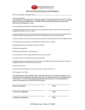 Joint Loan Associate Borrower Acknowledgment