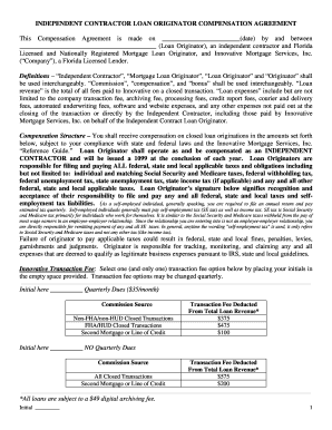 Independent Contractor Loan Originator Compensation Agreement